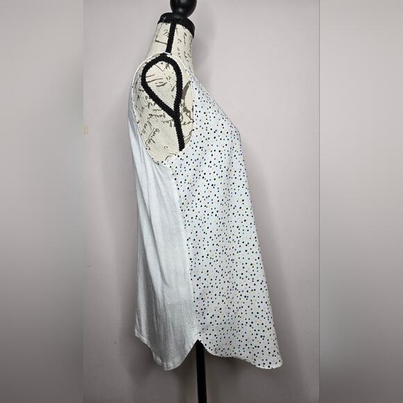 LOFT Women's Sleeveless Blouse Multicolor Polka Dot on White Size M - Picture 3 of 9